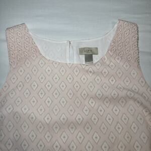Ann Taylor LOFT Sz Large Shift Swing Dress Pink Sleeveless Smocked Shoulder NWT